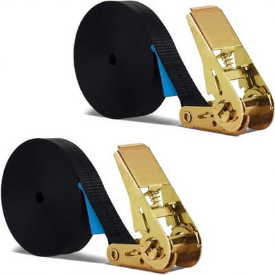 Dailygoods- Ratelbanden 2 stuks - 10 m lengte - 25 mm breedte - Belastbaar tot 1000 kg - Polyester met metalen ratel - Geschikt voor motorfiets/vrachtwagen - Spanband