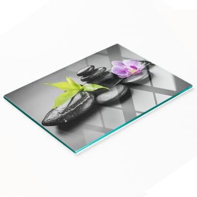 Duurzame en stijlvolle glazen keukenplank met Zen-steenpatroon 80x52 cm