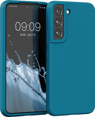 kwmobile telefoonhoesje geschikt voor Samsung Galaxy S22 - Hoesje met siliconen coating - Smartphone case in Caribisch blauw