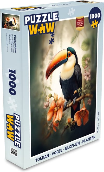 Puzzel Toekan - Vogel - Bloemen - Planten - Legpuzzel - Puzzel 1000 stukjes volwassenen