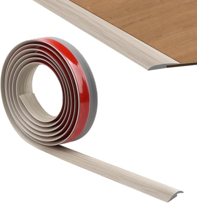 400 cm PVC drempelstrip voor tapijt met zelfklevende tegelbekleding - aluminium strip met grijze houtnerf - overgangshoogte minder dan 5 mm