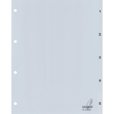 Kangaro tabbladen - A4 - PP 120 micron - grijs - 4-gaats - 5-delig cijfers
