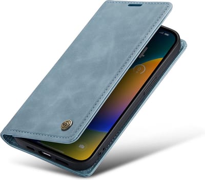 CaseMania Bookcase hoesje geschikt voor Apple iPhone 15 Pro Max - Effen Aqua - Kunstleer
