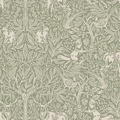 Boråstapeter Vliesbehang 2046 - New Heritage - Dieren Groen - 53cm x 10.05m