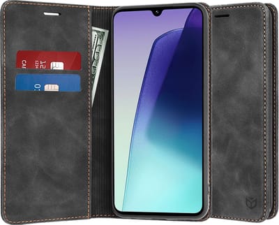 Hoesje geschikt voor Xiaomi Redmi 14C / Xiaomi Poco C75 - Techsuit Confy Book Wallet Case - Zwart