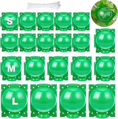 20 Stuks Plant Rooting Device voor Effectieve Wortelgroei, Hoge Druk, Plant Propagatie met Kabelbinders, Geschikt voor Binnen en Buiten, Wortelontwikkeling en Groei Box (S+M+L, Groen)