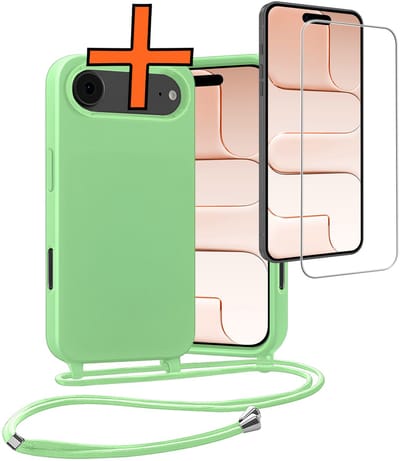 Hoesje Geschikt voor iPhone Air Hoes Met Telefoonketting Met Screenprotector - Backcover Geschikt voor iPhone Air Case Met Koord - Groen