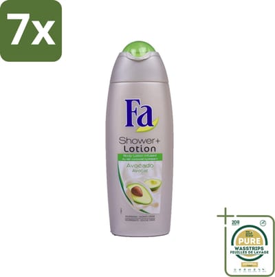 7 x Fa - Douchecrème Met Lotion - Avocado - 250 ml - Grootverpakking - Douchecrème - Bodylotion - Avocado Geur - Hydratatie - Huid Verzorging