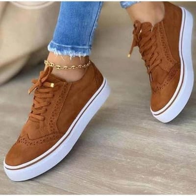Dames Casual Comfortabele Gevulkaniseerde Dames Comfortabele Denim Schoenen Oversized Veterschoenen Dames Platte Schoenen 42 Chocola