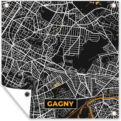 Tuin poster Gagny - Stadkaart - Plattegrond - Kaart - Frankrijk - 200x200 cm - Stadskaart - Tuindoek
