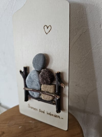 Prachtige unieke handgemaakte wand decoratie familie 9x24cm model 2