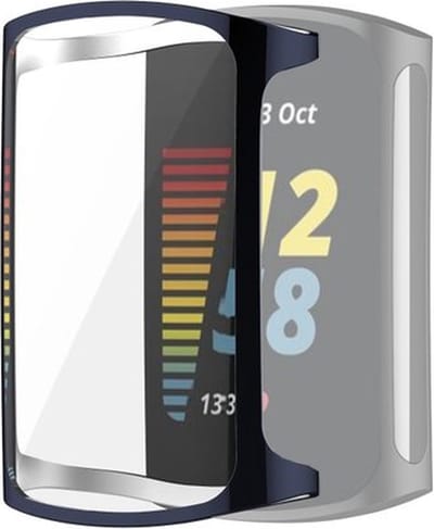 By Qubix - Geschikt voor Fitbit Charge 5 - Fitbit Charge 6 siliconen case (volledig beschermd) - Midnight blue