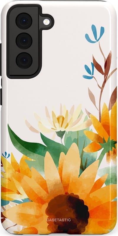 Casetastic Hoesje Geschikt voor Samsung S21 FE - Stijlvolle Beschermende Duo-layer Case - Stralend geel