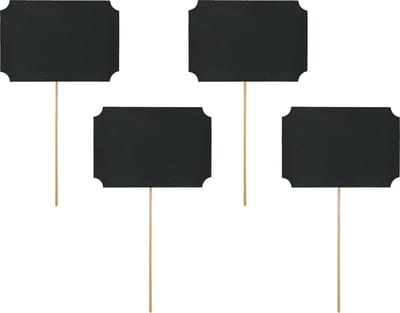 PartyDeco foto prop set beschrijfbaar - Bruiloft - zwart - set 4x stuks - 11 x 8 cm