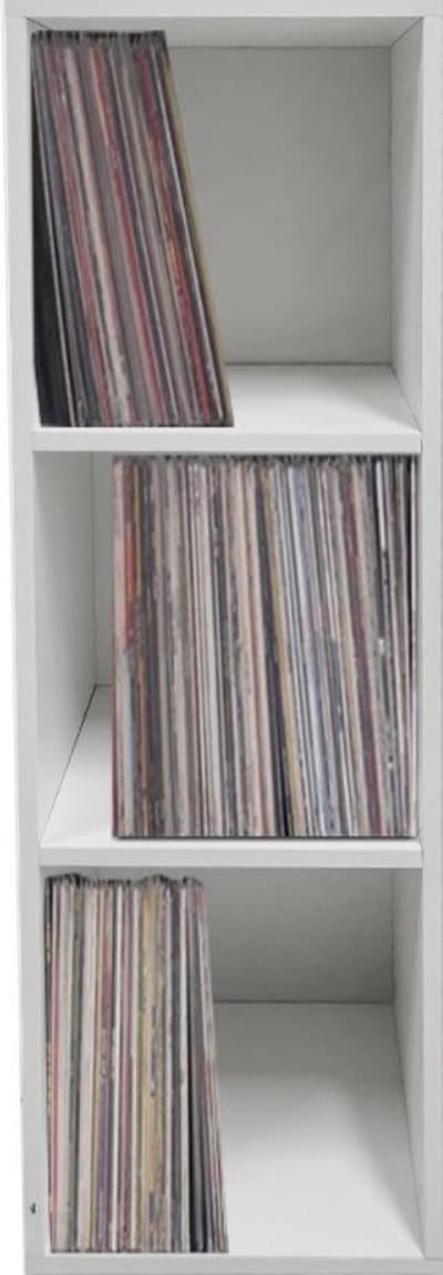 VDD Vinyl - Platenspeler Meubel - Lp kast - Vinyl kast - Platenspeler kast - Lp meubel - Platen kast - Vinyl opberg systeem - Lp platen opbergkast - Opbergen lp vinyl platen - Vinyl opbergkas - Vinyl houder - 3 open vakken - 33 x 34 x 100 cm - Wit