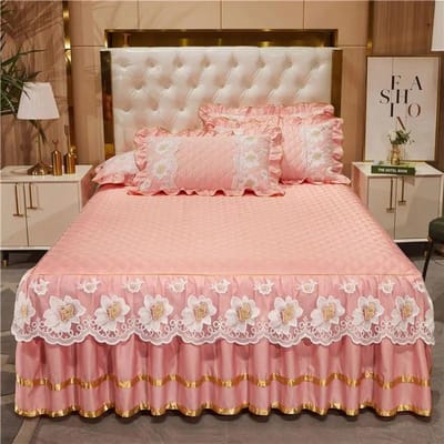 Katoenen Kant Bedrok in Europese Stijl Antislip Ximengsi Bedsprei Eén Stuk Dik Matrasovertrek Driedelige Set 120x200cm