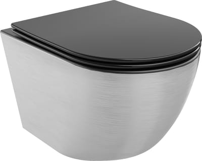 Mexen Lena wc-kom mis Rimless met zacht sluitende slanke zitting, duroplast, zwart mat/zilver lijnpatroon - 30224073
