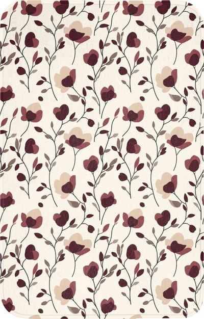 WC mat 50x80 cm - Antislip - Bloemen - Botanisch - Bordeaux - Toiletmat - Vloermat - Douchemat - Toilet tapijt - Toiletmatten