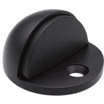 TLVX Sterke Deurstopper Zwart Rond – Deur Demper - Deurstop Soft - Metalen Garagestopper - Poortdeur Stopper Halfrond - Schuurdeur - Deurstopper Metaal met Demping – Stevig - Voor Binnen en Buiten en Binnenhuis - Inclusief Schroeven en 3M tape