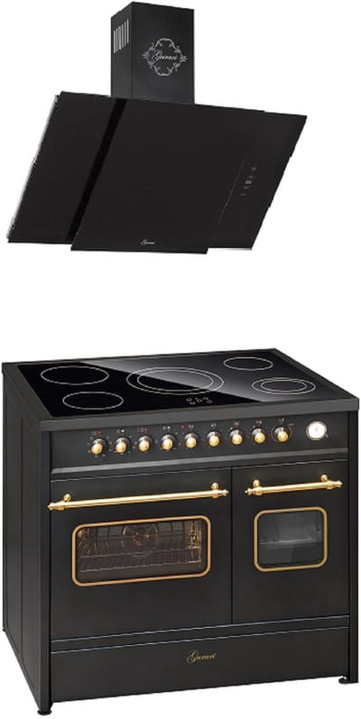 GURARI Elektrisch fornuis GCH E 912 DF BL r Keramische kookplaat 90 cm+GCH S 171 90 BL PRIME Afzuigkap 90 cm