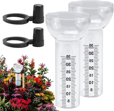 Glazen Regenmeter - Regenmeter Set - Buiten Weer Meten - Dubbele Bekers - 2 Stuks - Glashelder