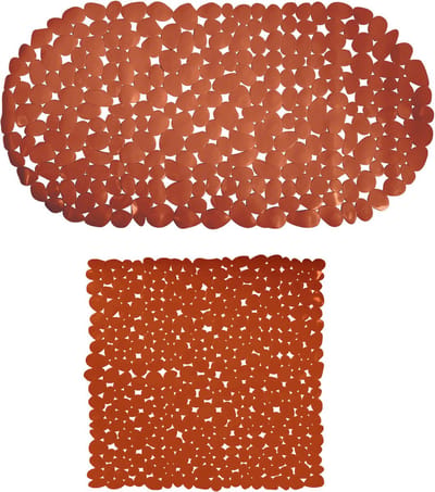 MSV Douche/bad anti-slip matten set badkamer - pvc - 2x stuks - terracotta - 2 formaten