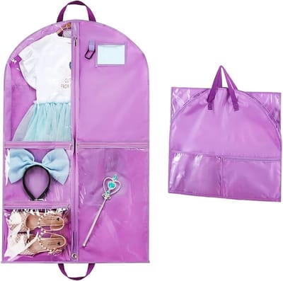 Kledinghoes voor kinderen, hoogwaardige kledingzak voor jurken, pakken en jassen, ideaal voor avondkleding en reizen, paars