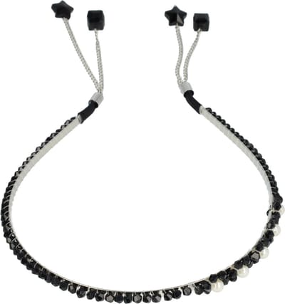 Haarsoires Haarband Diadeem – Facetkralen Ketting – Metaal – Zilver Zwart - Glanzende Haaraccessoire voor Feest of Bruiloft
