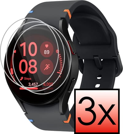 Screenprotector - 3 Stuks - Geschikt voor Samsung Galaxy Watch FE (40mm) - Extra Sterk - Tempered Glass - Gehard Glas - Beschermglas Screen Cover - Bescherm Protector voor Smartwatch