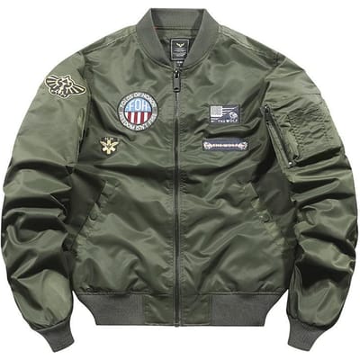 Veste de vol d'automne pour hommes Veste brodée pour hommes Grande taille Combinaison de vol Vêtements pour hommes 4XL vert