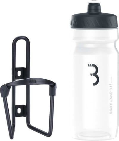 BBB Cycling FuelTank - Aluminium Bidonhouder met Bidon - 550ml - Mat Zwart / Transparant - Racefiets & Mountainbike - Drinkbushouder Fiets - BBC-03C