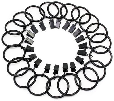 Dailygoods - 20 Stuks Gordijn Clip Ringen, Zwart, 38mm