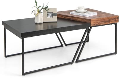 Uittrekbare Salontafel in Industriële Stijl - 2 Stuks Bruin en Zwart, 120 x 60 cm