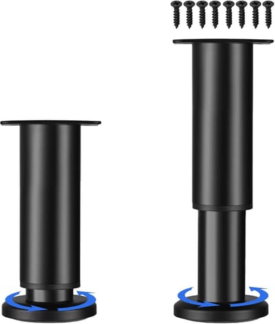 Poten, in hoogte verstelbaar set 25cm-42cm, verstelbare stalen bedpoten, vervangende steunpoten, tafelpoten voor meubels, sofa, bed. (Zwart-2, 18cm-31cm)