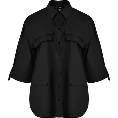 Dames popeline blouse met opgestikte zakken Mat Fashion