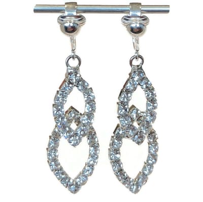 Clip Oorbellen - Oorclips - Party - Chique - Bruiloft - Glitters - Dubbele druppel - Verzilverd - Hangers - MNQ bijoux