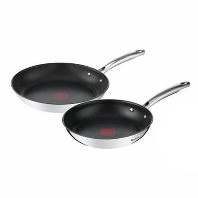 Tefal Duetto koekenpannen - Set van 2 - 24/28 cm - Inductie, Roestvrijstalen buitencoating - Antibaklaag