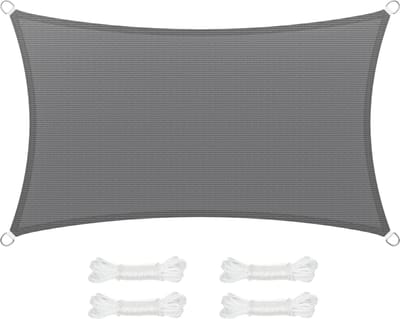 Songmics Luifel voor in de tuin, UV-bescherming, weerbestendig, HDPE ademend, 3,5 x 5 m, rookgrijs. GSS35GY