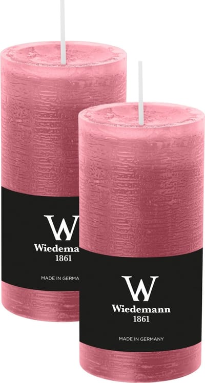 Wiedemann Cilinderkaars/stompkaars - 2x - rustieke kaars - oudroze - 6 x 12 cm - 42 branduren
