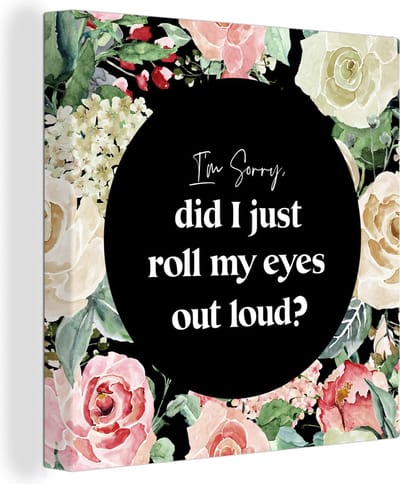 Canvas Schilderij Tiener - Quote - Ogen - 20x20 cm - Wanddecoratie