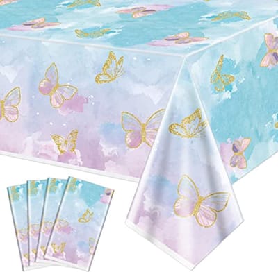 Ultiluxe® Tafellaken Wegwerp - Vlinders - Dun Tafelkleed - Feestdecoratie - 130 x 220 cm - Tafeldecoratie - Waterafstotend - Kunststof - Voor feestjes en verjaardagen - Paars/groen/blauw