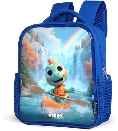 NoBoringSuitcases.com® - Rugzak blauw - Schooltas jongens - Dino - Natuur - Waterval - Kinder rugtas jongen - Boekentas kind - Kinderrugzak voor school - Schoolrugzak