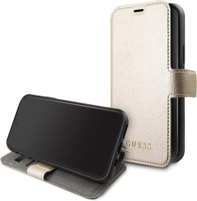 iPhone 11 Pro Bookcase hoesje - Guess - Effen Goud - Kunstleer