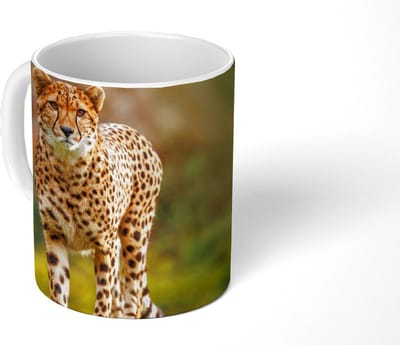 Mok - Koffiemok - Wilde dieren - Gras - Luipaard - Natuur - Mokken - 350 ML - Beker - Koffiemokken - Theemok