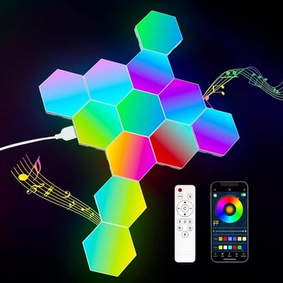 Hexagon RGB Led-paneel voor Gaming - Modulaire Wandlamp met Muziek Sync