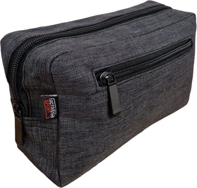 Active Sport - Luxe Toilettas Donkergrijs - Dames Of Heren - Compact Handig Design - Met Waterdichte Binnen voering -