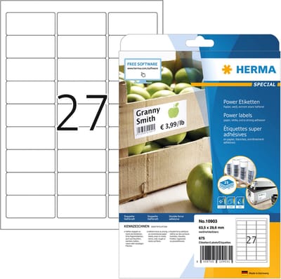 Etiket herma power 10903 63.5x29.6mm wit 675st | 32 stuks