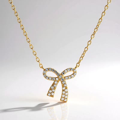 Cavill - Zilveren Halsketting 925 Sterling - 39 Witte Nigeria Topaas 0,39 ct - Verguld - Boogvormige Hanger - Elegant Design 45 cm
