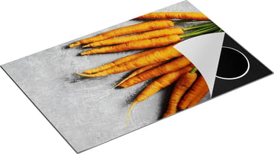 Chefcare Inductie Beschermer Wortels op Grijze Marmer - 80x50 cm - Afdekplaat Inductie - Kookplaat Beschermer - Inductie Mat