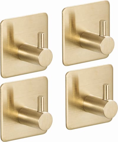 Scoby - Handdoekhaakjes - Zelfklevende Wandhaakjes - Set van 4 - Multifunctioneel - Bathroom Hooks - Goud